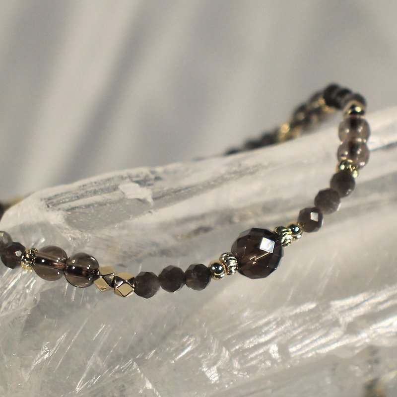 Crystal bracelet | Paired with citrine | Silver Stone| Stabilize mood | Avoid evil - Bracelets - Crystal Brown
