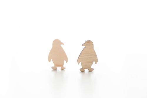 WOOD515 客製化姓名禮物原木淺色造型木片 - 海洋動物企鵝/鯨魚