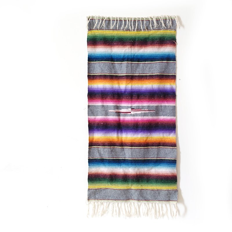 BajuTua / Antiquities / Ancient Mexican hand-woven cloth blanket rainbow - Place Mats & Dining Décor - Cotton & Hemp Multicolor