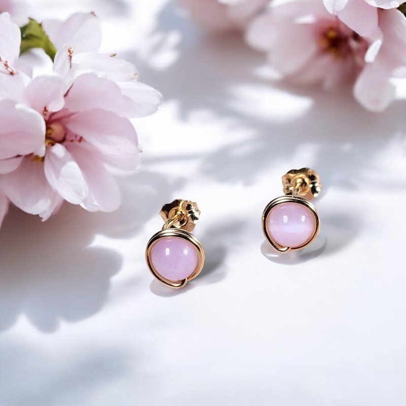 Kunzite Stud Earrings / 14K Gold Filled / 925 Silver / Gemstone - ต่างหู - เครื่องเพชรพลอย สีม่วง