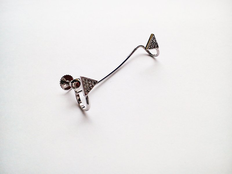 Sterling silver screw clip earrings - ต่างหู - โลหะ ขาว