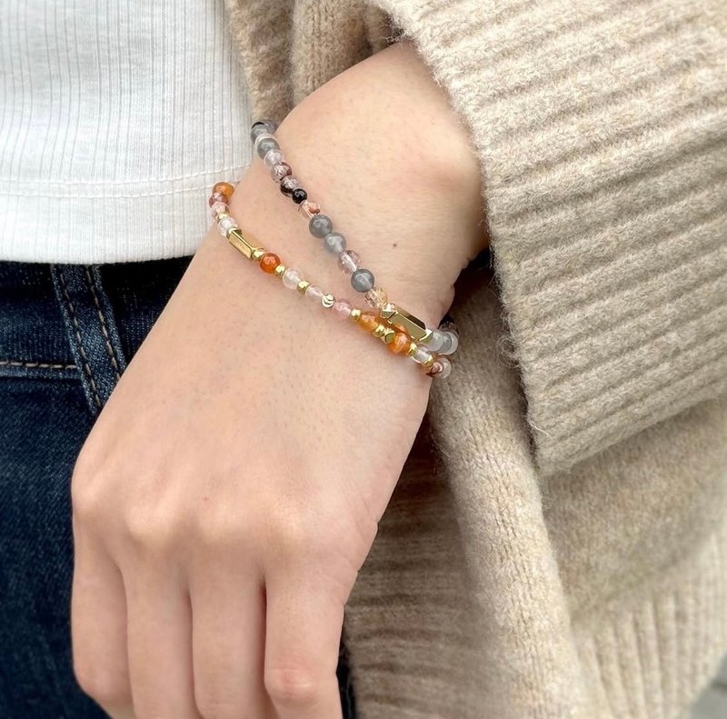Sosii | 開運・厄除け・ヒーリング | C20-オレンジ（細） | 天然石ブレスレット - ブレスレット - クリスタル オレンジ