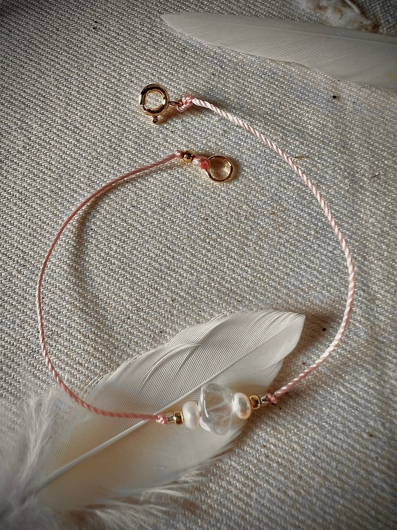 Tim Ho Wan Energy Rope | 18K gold-filled × white crystal × phantom baroque pearls - Bracelets - Precious Metals Multicolor