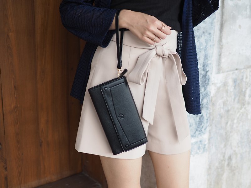 EVE : Long wallet, Black wallet, leather wallet - 銀包 - 真皮 黑色