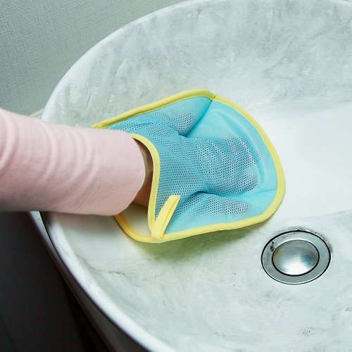 日本神樣 日本神樣 日製免洗劑浴室專用除垢極細纖維清潔手套-2入