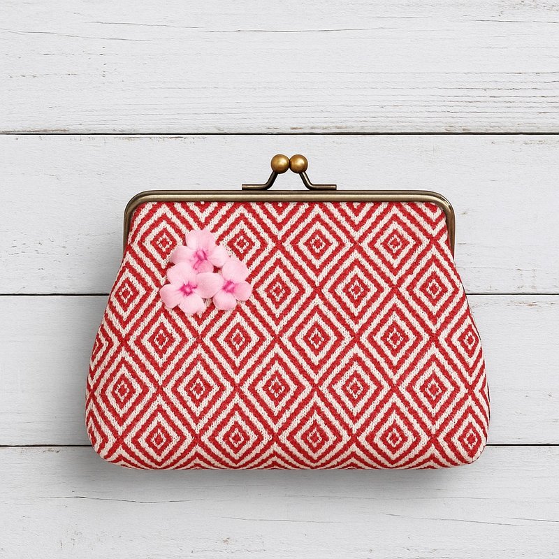 泰雅菱織 | 花影口金包 - 化妝包/收納袋 - 棉．麻 