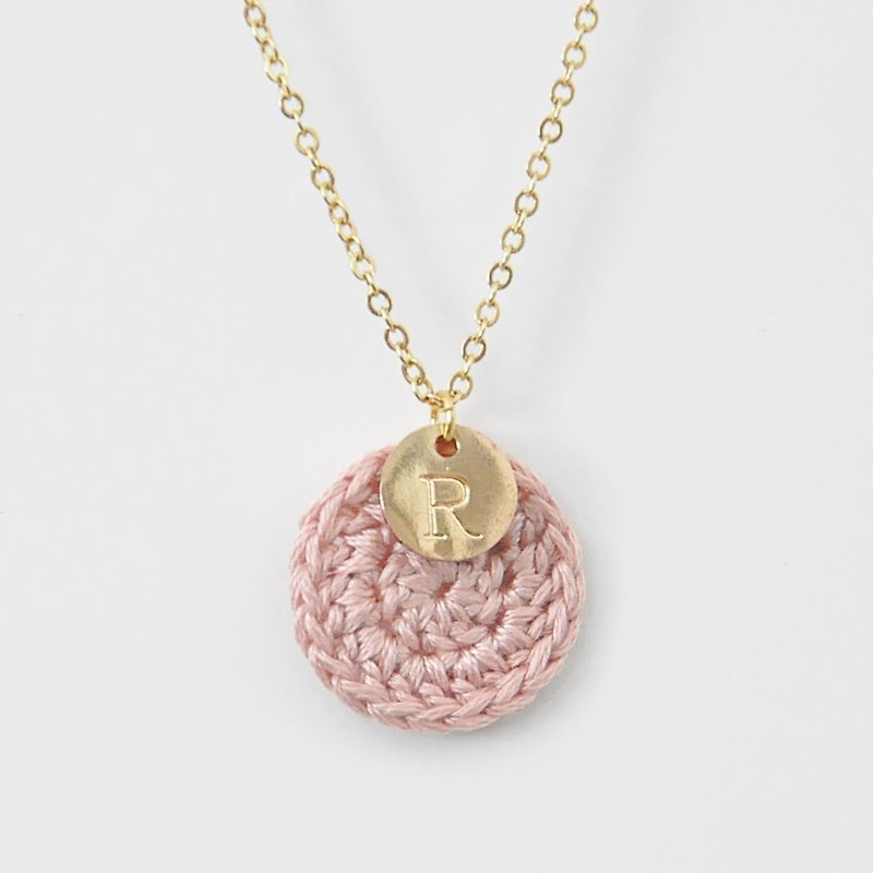 [Customized] Your exclusive*Happiness Ring*Necklace Small Circle English Letter Warm Series - Necklaces - Thread Pink