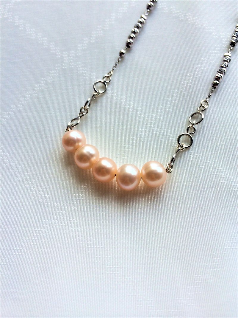 100%自家設計925純銀橙色淡水珍珠吊咀 - 項鍊 - 珍珠 橘色