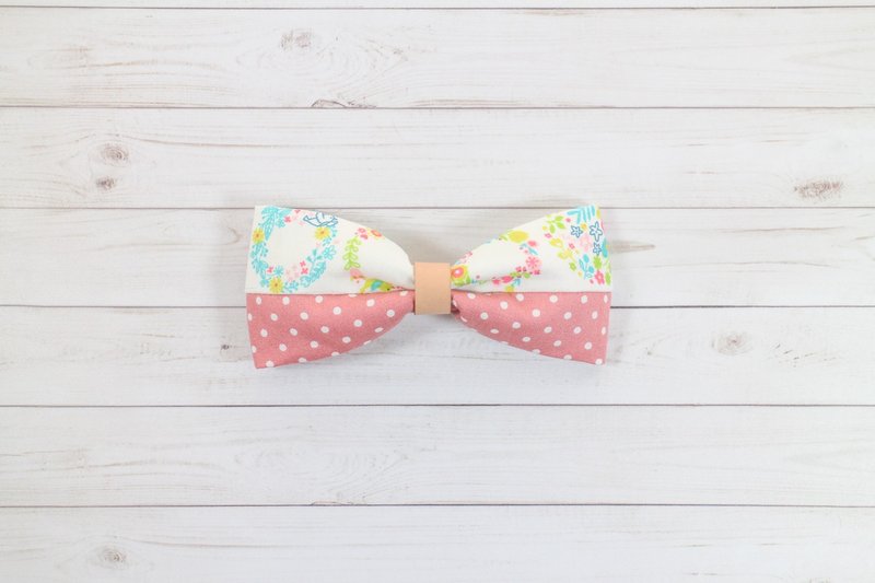 春日花語 - 蝴蝶結 髮夾 彈簧夾 自動夾 手作 - 髮夾/髮圈 - 棉．麻 粉紅色