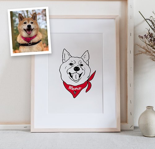 Ayrin Studio Custom dog portrait (DIGITAL FILE) Funny handdrawn pet portrait / Shiba Inu