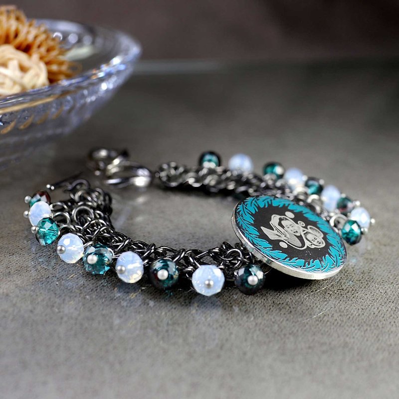 Green Lake Floating Feather Bracelet | Memorial Marking | Customized | Gifts - Bracelets - Gemstone 