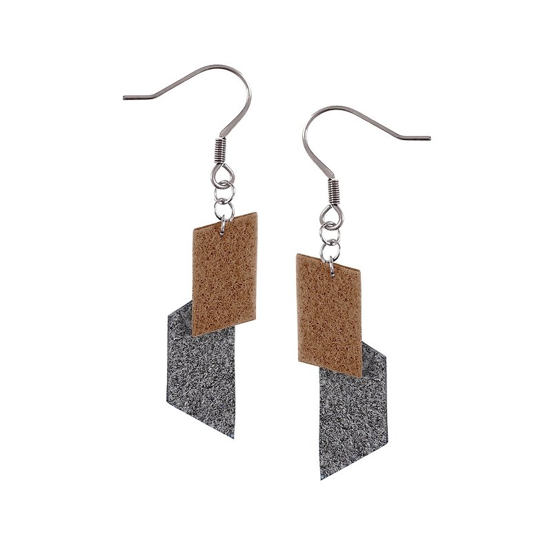 【Camouflage】V parallel brown - Earrings & Clip-ons - Other Man-Made Fibers Gray