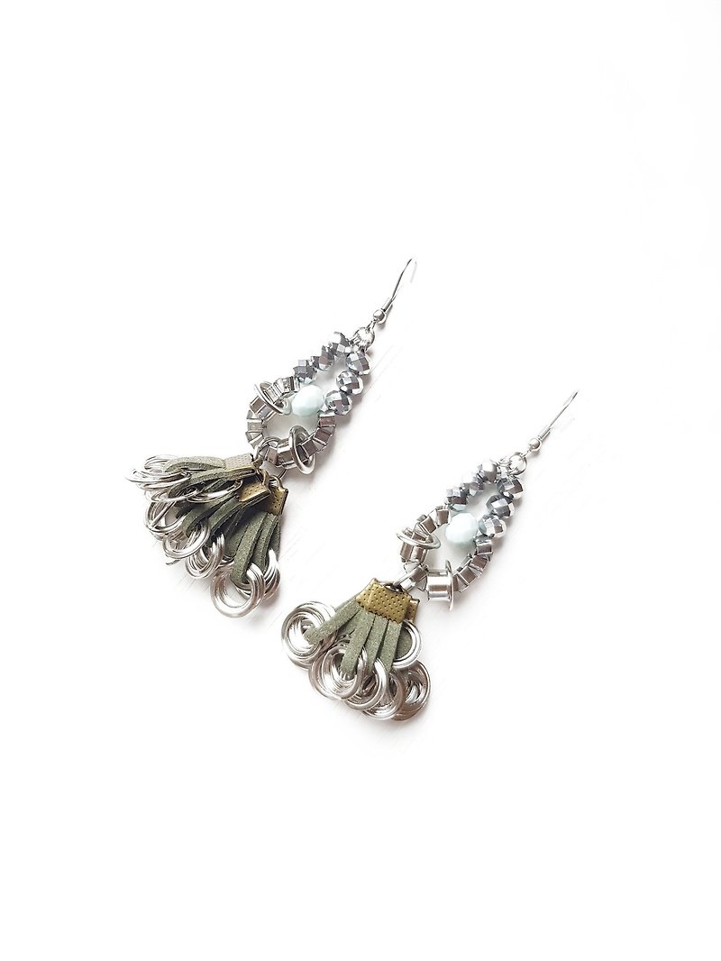 XENIA Smock Long Earrings //PINE - Earrings & Clip-ons - Other Materials Green