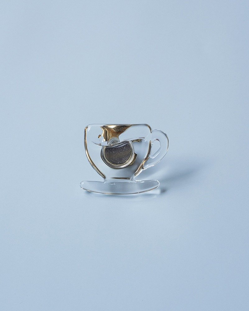 HARIO LWF Brooch【Limited item】- Tea cup (HAA-TCL-B) - Brooches - Glass Transparent