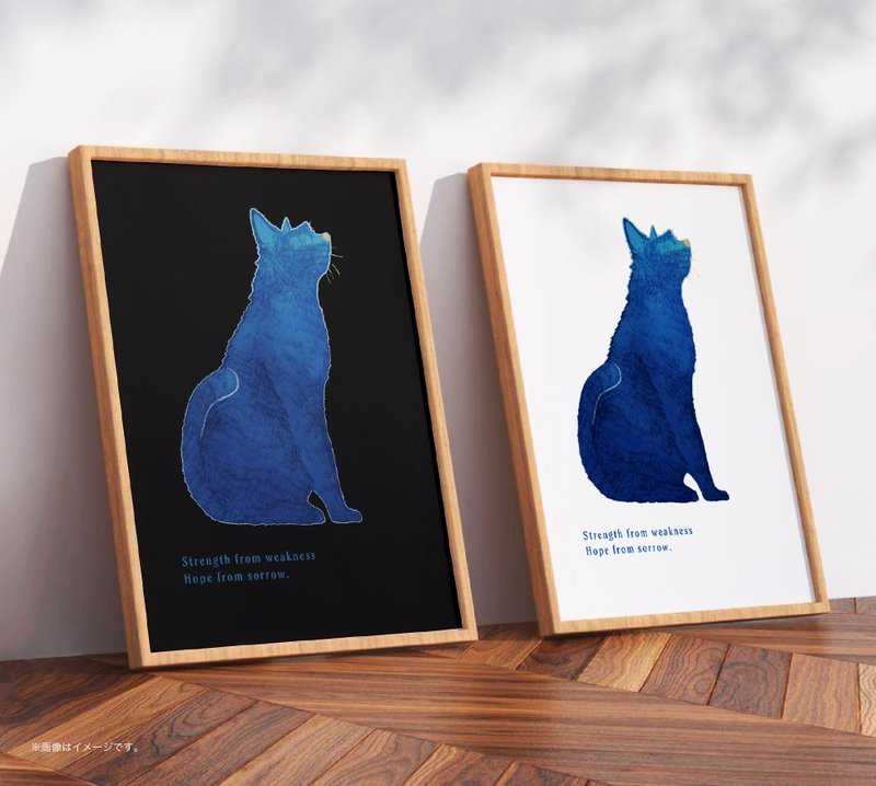 BLUE CAT /Original Poster / A4 or A3 size - 海報/掛畫/掛布 - 塑膠 白色