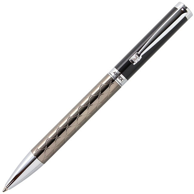 【完売50%OFF】ARTEX愛用のナローボールペン-リップル/ブライトブラック - 油性・ゲルインクボールペン - 銅・真鍮 ブラック