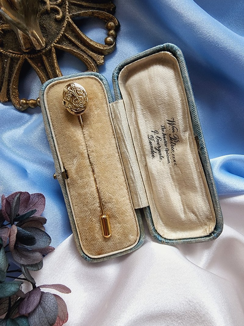 美國西洋古董飾品 /金色雕花維多利亞LOCKET帽針/hatpin復古珠寶 - 其他 - 其他金屬 