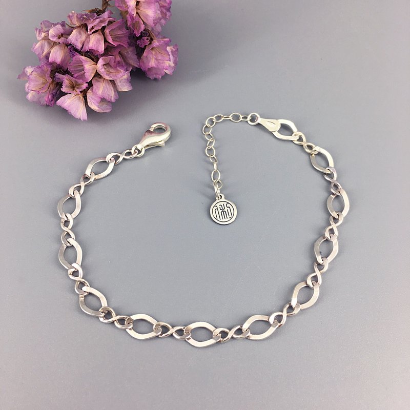 【絕版出清特惠】925純銀手鍊(輕中款)-無限扁鍊 flat chain - 手鍊/手環 - 純銀 銀色