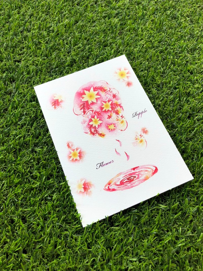 watercolor postcard - การ์ด/โปสการ์ด - กระดาษ สีแดง