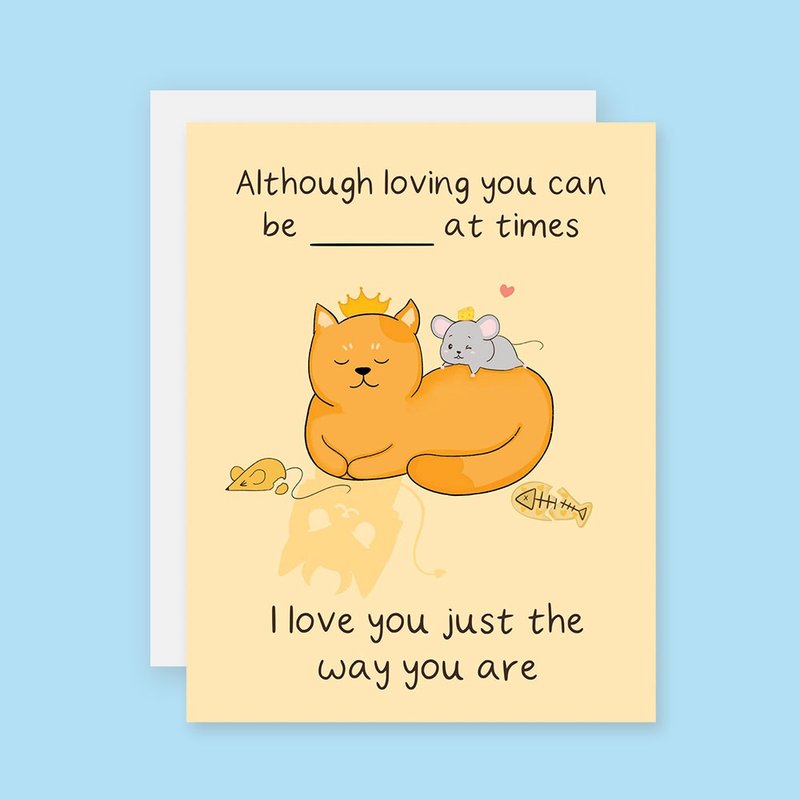 Love You Cat Card, Cute Cat Card, Funny Cat Card, Customizable Love Card - 卡片/明信片 - 紙 