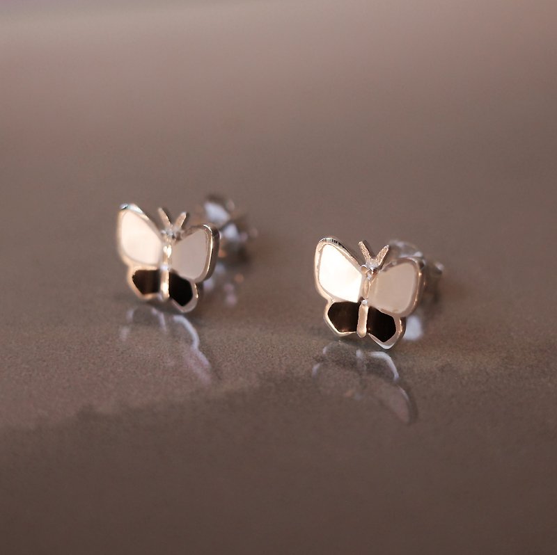 925 sterling silver natural black and white butterfly shell earrings dyed shell earrings free gift box packaging - ต่างหู - เงินแท้ หลากหลายสี