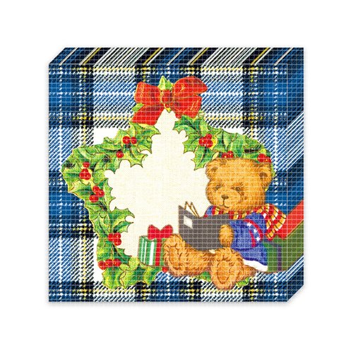GyuulNim Winter check bear (blue) memopad