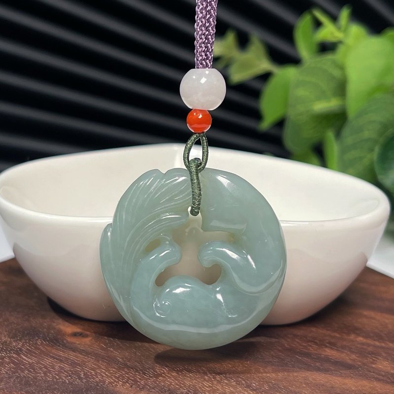 極品和田玉且末藍睡狐吊墜項鏈 雙面雕刻萌狐玉墜 油潤細膩靈動 - 項鍊 - 玉石 