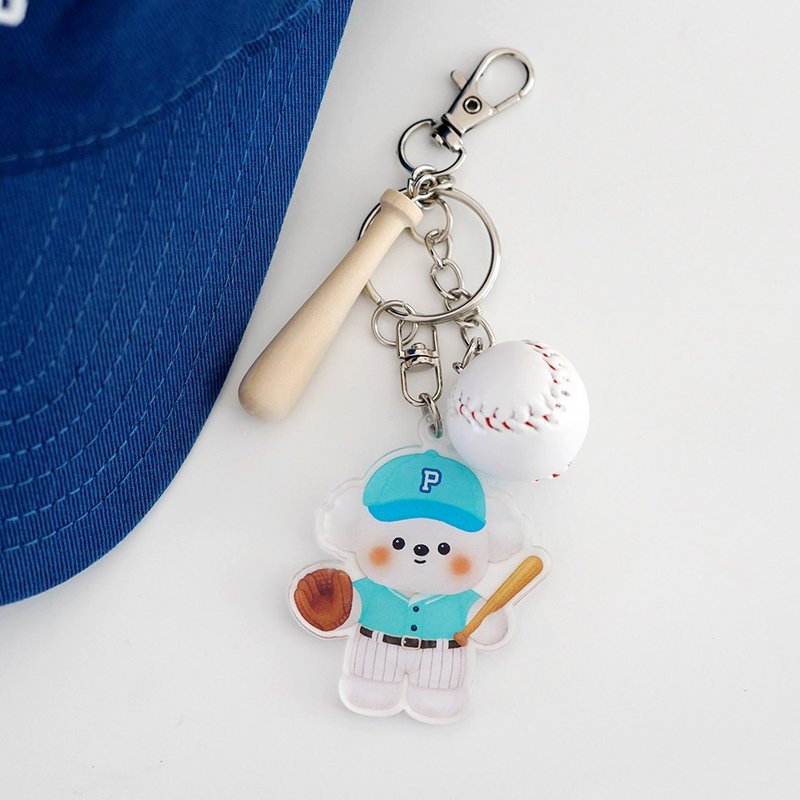 Baseball keychain - 鑰匙圈/鑰匙包 - 壓克力 藍色