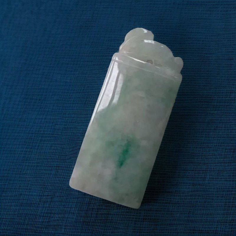 Good Luck Stamp Green Flower Jade Stamp| Natural Burmese Jade Jade A Grade | Gifts - ตราปั๊ม/สแตมป์/หมึก - หยก สีเขียว