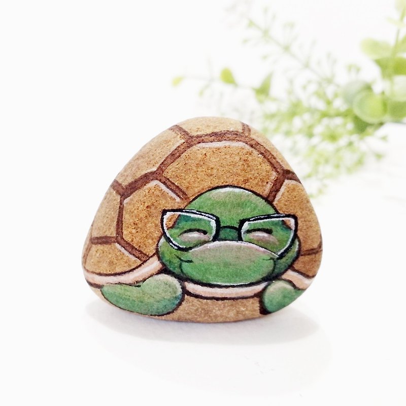 turtle stone painting. - 玩偶/公仔 - 石頭 咖啡色