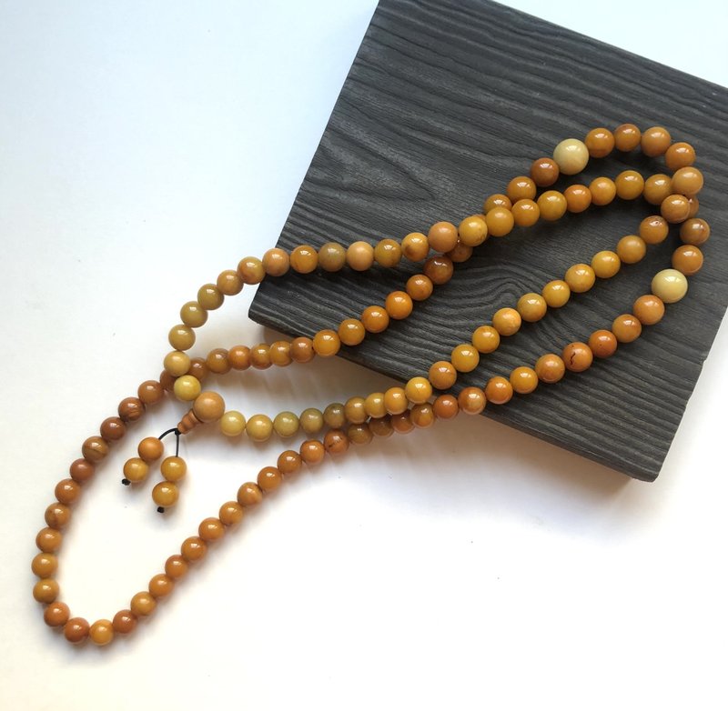 Old jade yellow dragon jade gradient 108 Buddhist beads string (card 10+mm) - Bracelets - Jade Orange