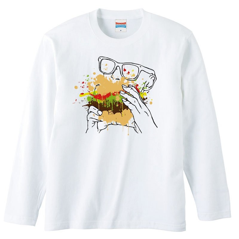Long sleeve T-shirt / appetite - Men's T-Shirts & Tops - Cotton & Hemp White