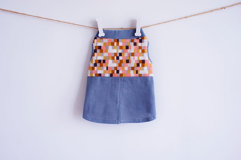 Can be customized. Mosaic series gray-blue fake shirt clothes pet clothes - Clothing & Accessories - Cotton & Hemp Blue