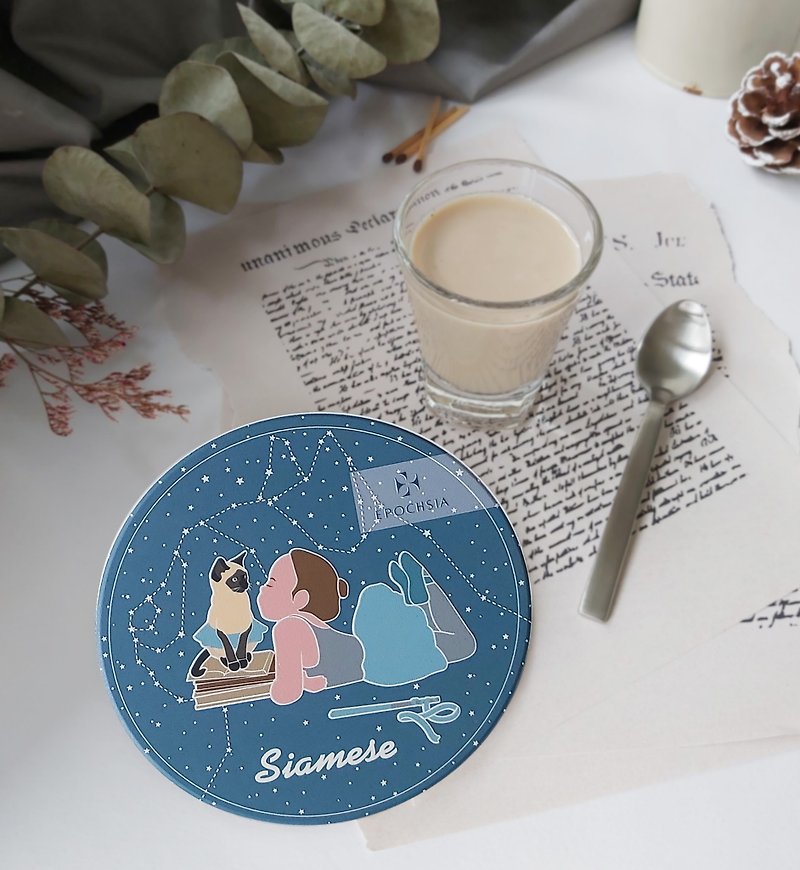 EPOCHSIA Pet Ceramic Coaster- Siamese - Coasters - Pottery Multicolor