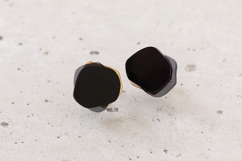 Paint drop earrings / BLACK - ต่างหู - ไม้ สีดำ