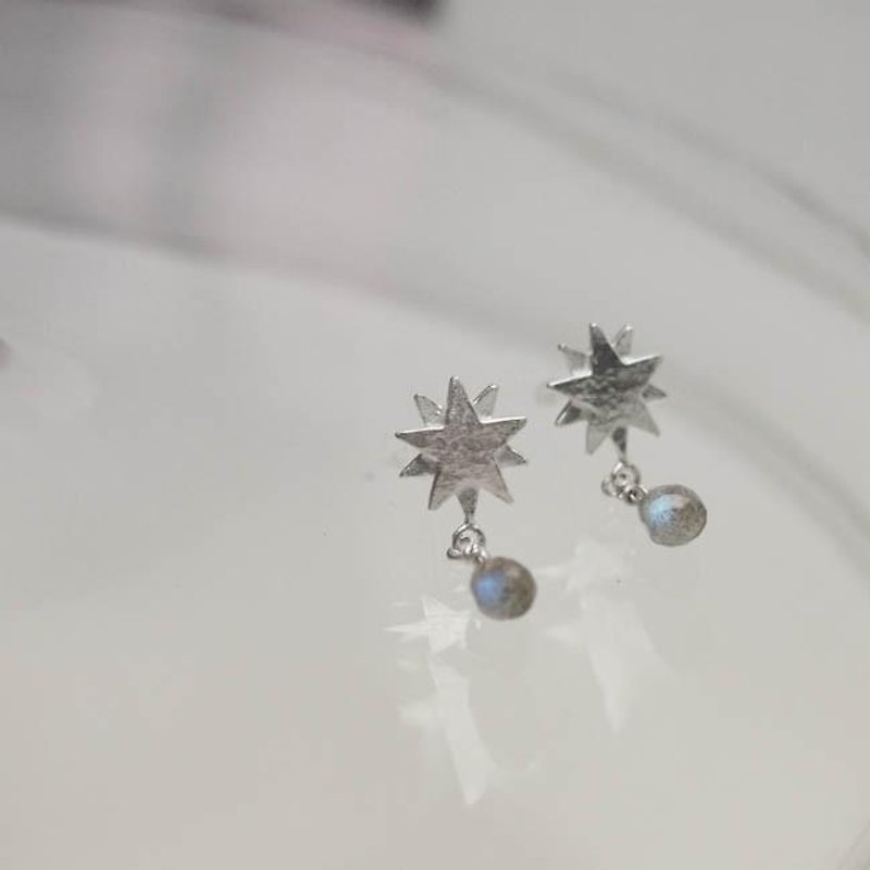 shooting star earrings (Labradorite) 【FP421-2】 - Earrings & Clip-ons - Other Metals Silver