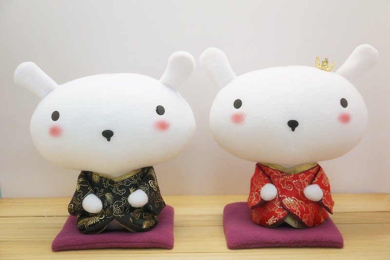 Bucute wedding rabbit kimono version ~ Japanese version / wedding small things / exclusive sale / handmade / - Stuffed Dolls & Figurines - Polyester White