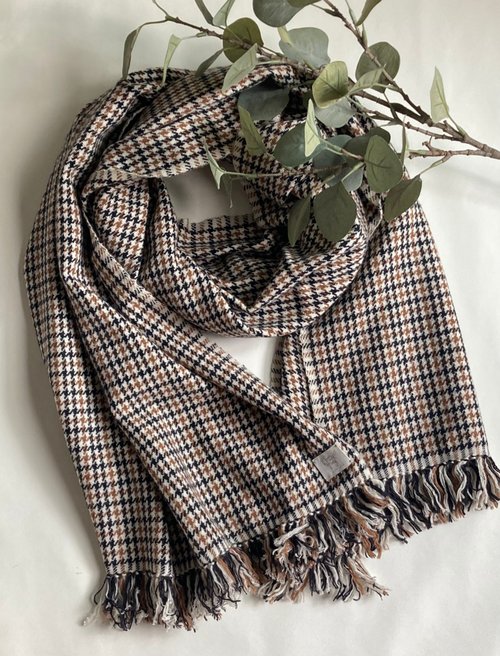 手織り カシミヤ千鳥格子チェック - ショップ NIMNIMDUAI マフラー
