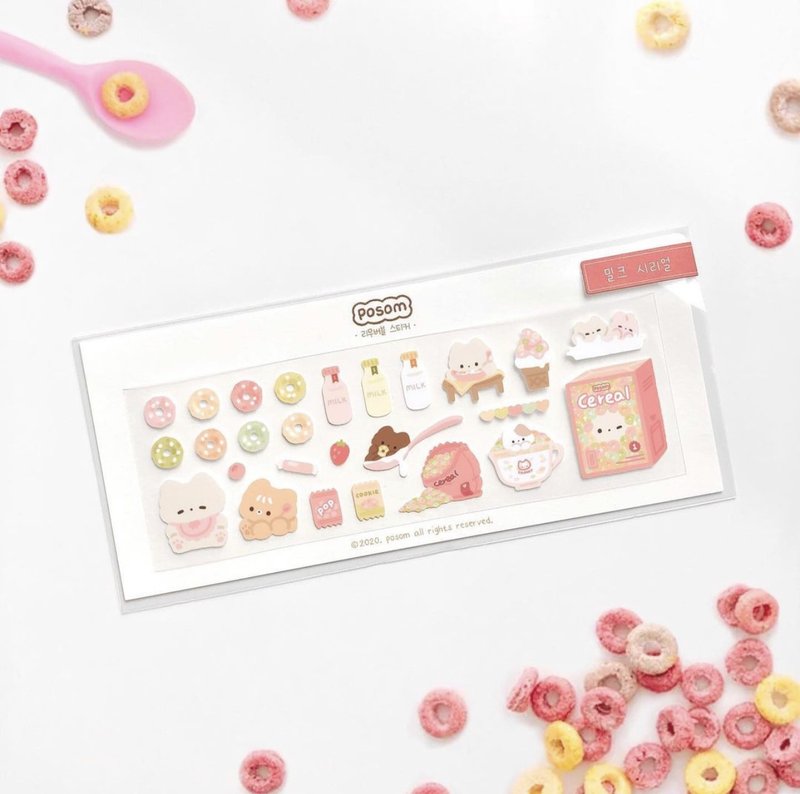 Posom Cereal Sticker - สติกเกอร์ - กระดาษ สึชมพู