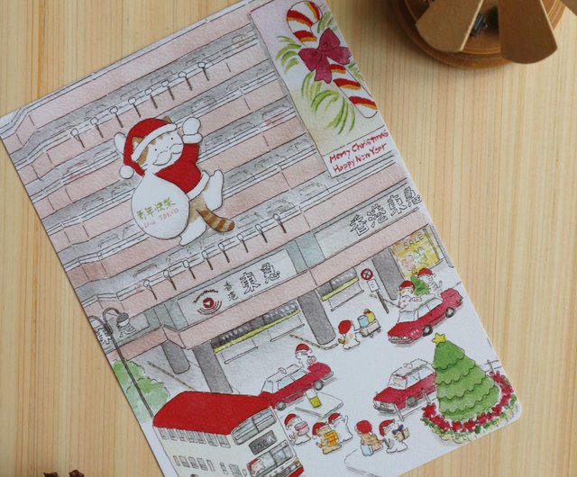 Cat Hong Kong Christmas Postcard Set A -5 pieces - Shop