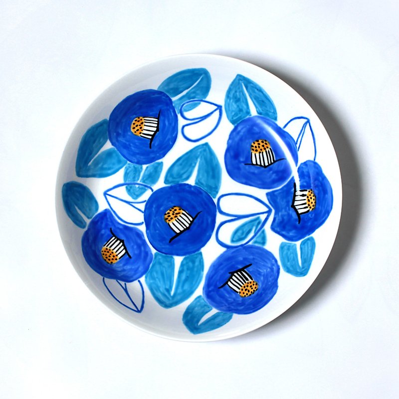 Blue camellia deep plate - Small Plates & Saucers - Porcelain Blue