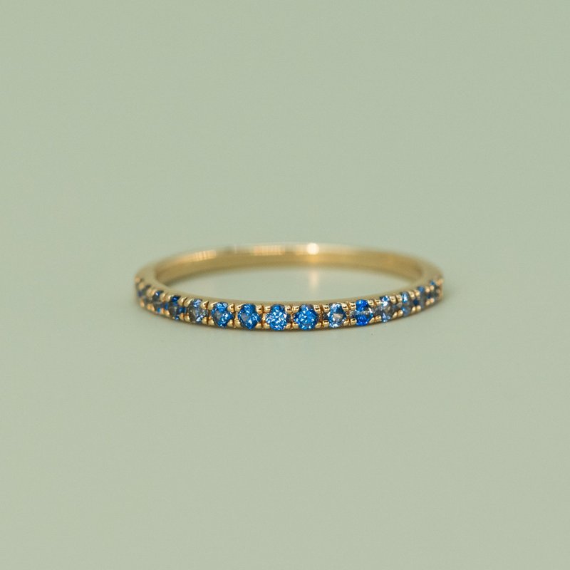 18K金藍寶石線戒指 Blue Sapphire Band Ring - 戒指 - 貴金屬 