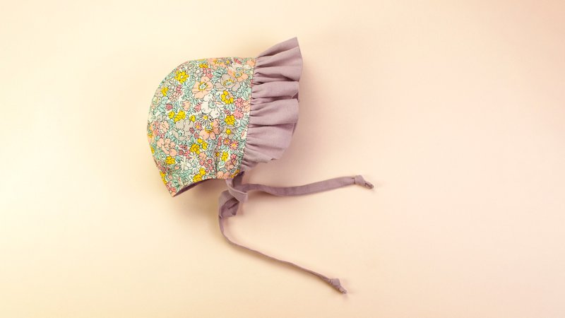 Handmade by Mina 【LIBERTY Series】Mandu lotus leaf baby sunhat as a first month gift - Baby Hats & Headbands - Cotton & Hemp Multicolor