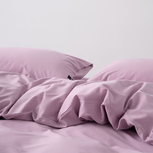 LEIWAI 類外 鳶粉紫60支柔軟親膚純棉床包床單枕頭套被套雙人床四件套