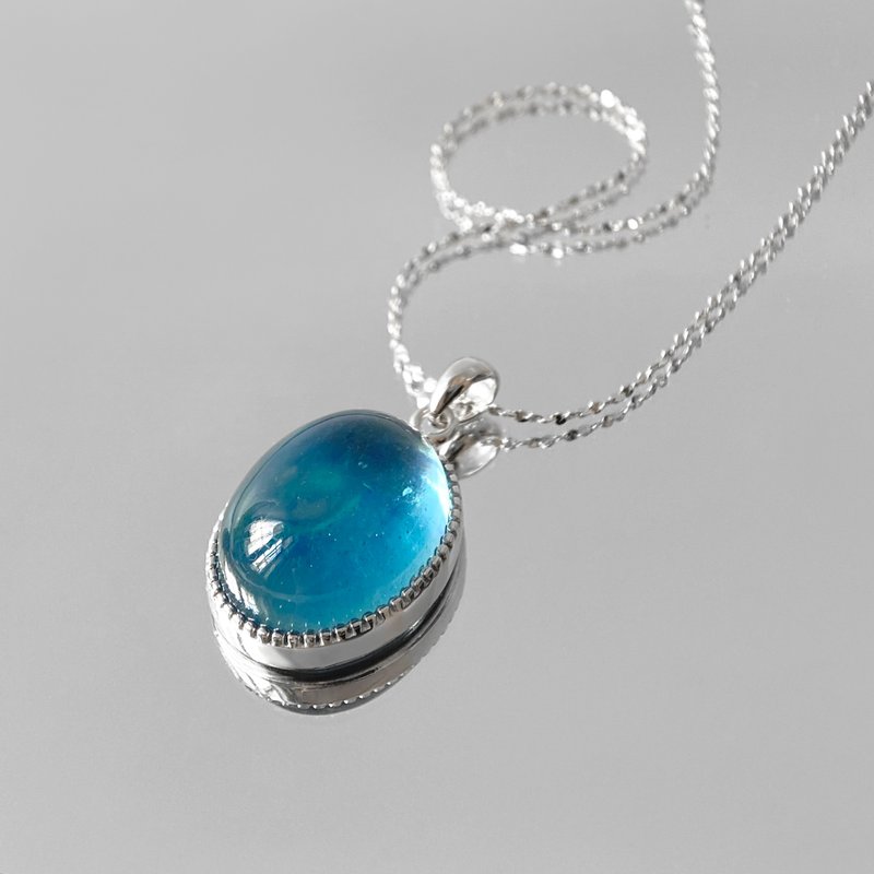 15% off for 2 pieces | Brazilian aquamarine sterling silver necklace (glacier blue charming and deep) - สร้อยคอ - เงินแท้ 