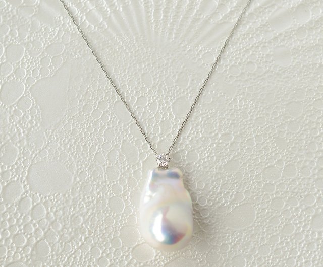 ダイヤモンド0.1ct バロックパールネックレス プラチナ - ショップ JEWELRY and PEARL FUKUDA ネックレス - Pinkoi