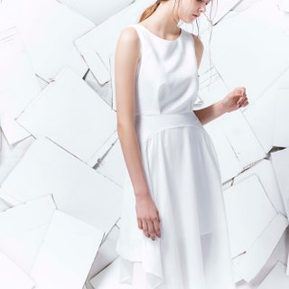 Off-season sale white polka dot patchwork dress