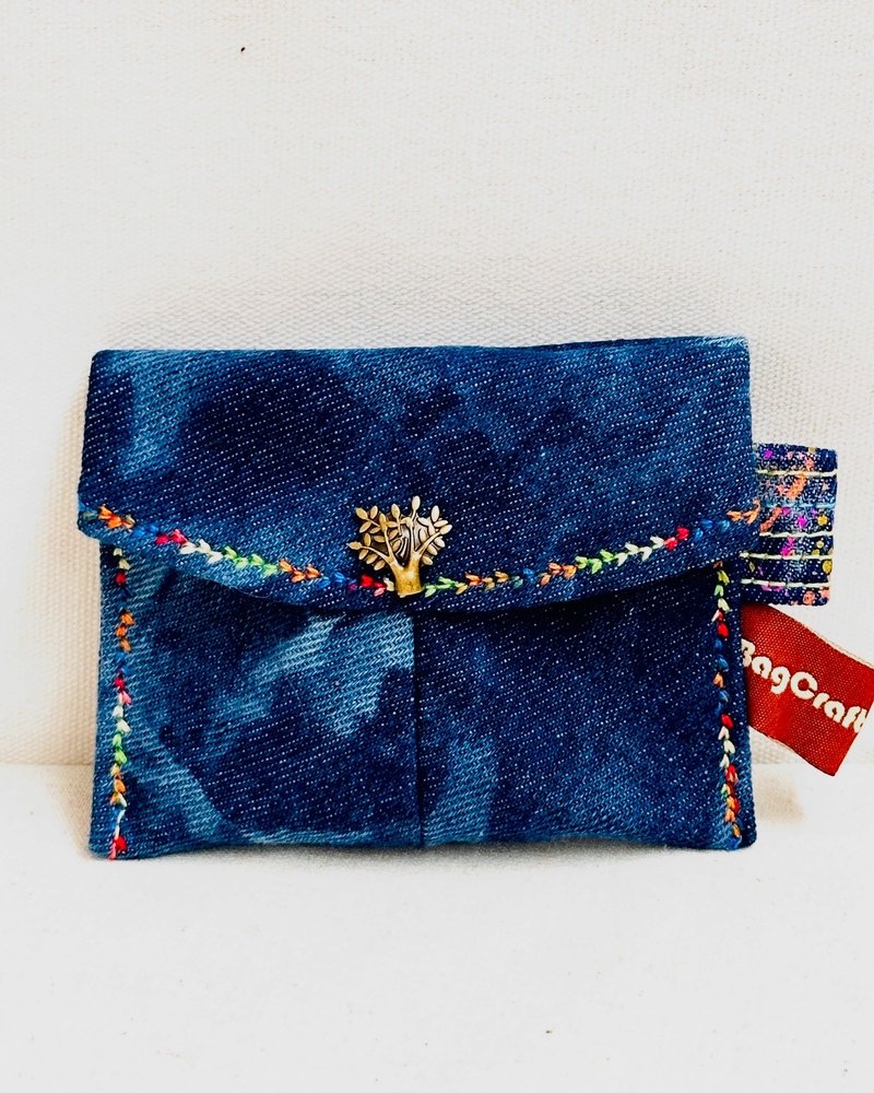 BC 牛仔布 Mini Wallet - 皮夾/長短夾/錢包 - 棉．麻 藍色