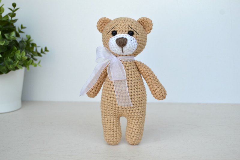 Brown Teddy bear handmade plush toy - 寶寶/兒童玩具/玩偶 - 壓克力 