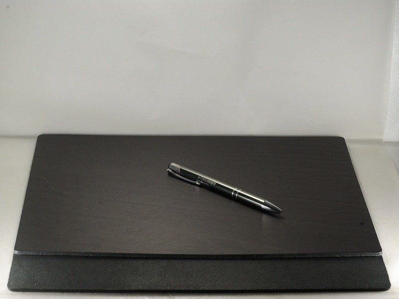 Mark Honor Italian Vegetable Tanned Benzene Dyed Leather Pad Desk Pad Writing Pad-Black 32cm*24cm - ผ้ารองโต๊ะ/ของตกแต่ง - หนังแท้ สีดำ
